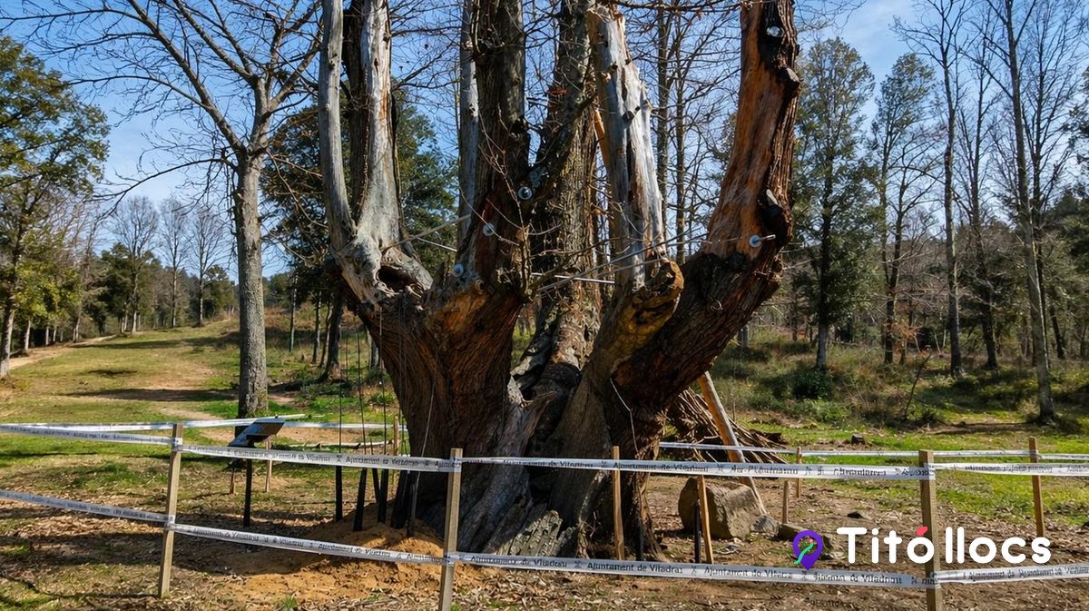 El castanyer de les 9 branques de Viladrau, arbre singular restaurat pel centre